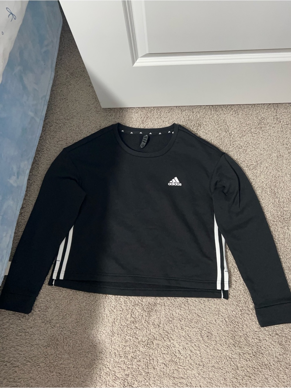 adidas Black Crewneck Sweatshirt with White Logo Trim